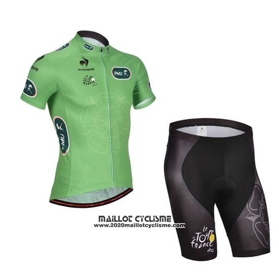 2014 Maillot Ciclismo Tour de France Vert Manches Courtes et Cuissard